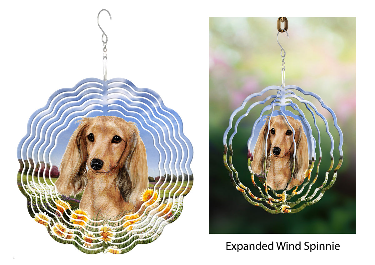 Long-Haired Dachshund English Cream Wind Spinner