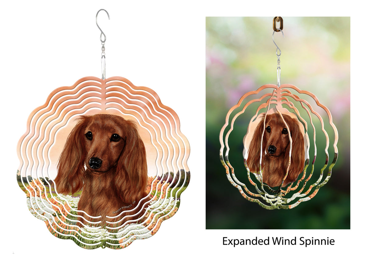 Long-Haired Dachshund Red Wind Spinner