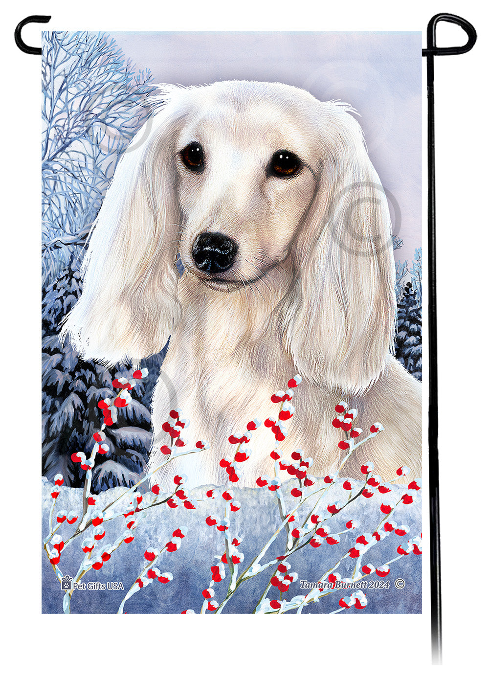 Dachshund Winterberries - Garden Flag