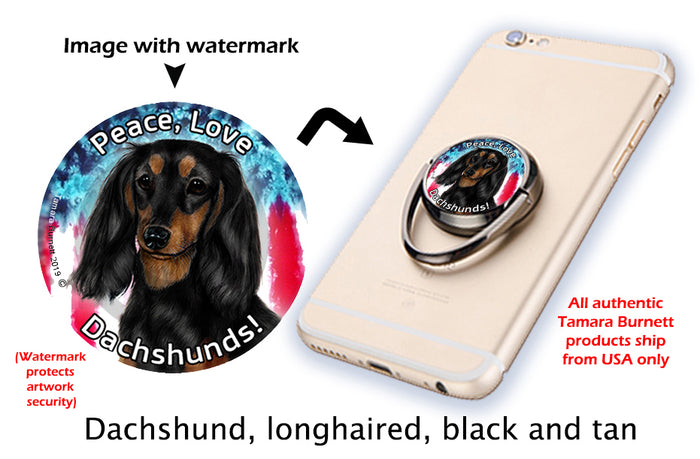 Long-Haired Dachshund Black and Tan Phone Stand