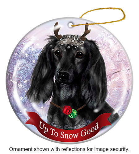 Dachshund Long Haired - Up To Snow Good Ornament