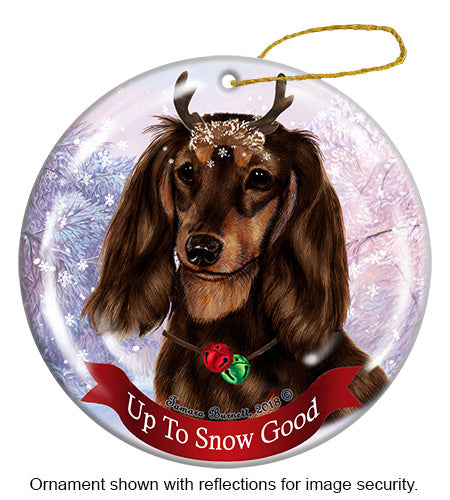 Dachshund Long Haired Chocolate and Tan Ornament