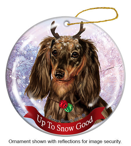 Dachshund Long Haired Chocolate Dapple Ornament