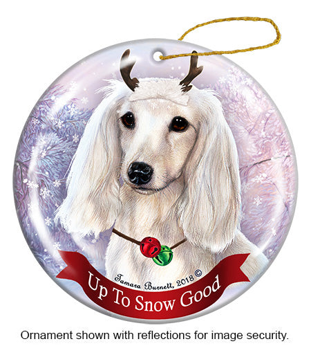 Dachshund Long Haired White Ornament