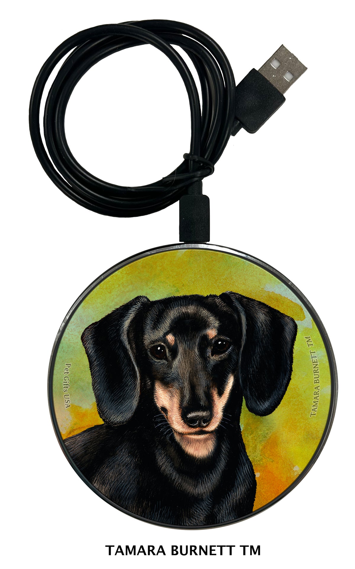 Dachshund Shorthair Black and Cream Zoomies Wireless Charger