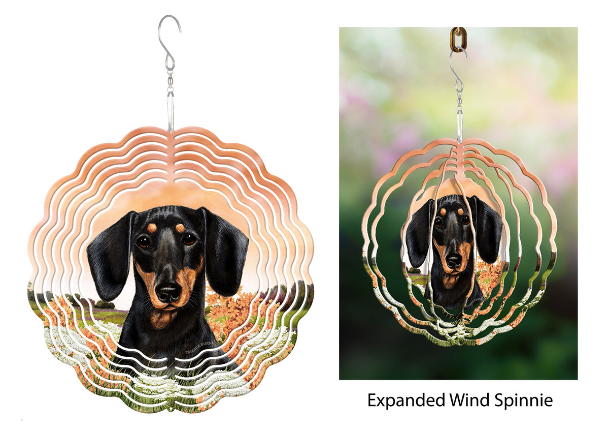 Short-Haired Dachshund Black And Tan Wind Spinner