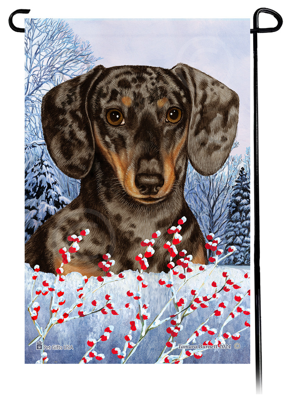 Dachshund Winterberries - Garden Flag