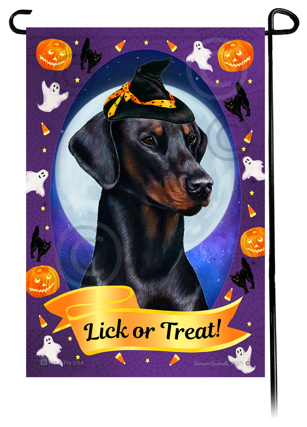 Doberman Pinscher Halloween Howls - Garden Flag