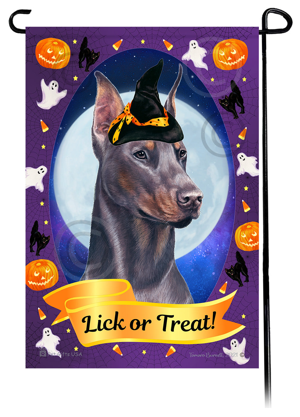 Doberman Pinscher Halloween Howls - Garden Flag