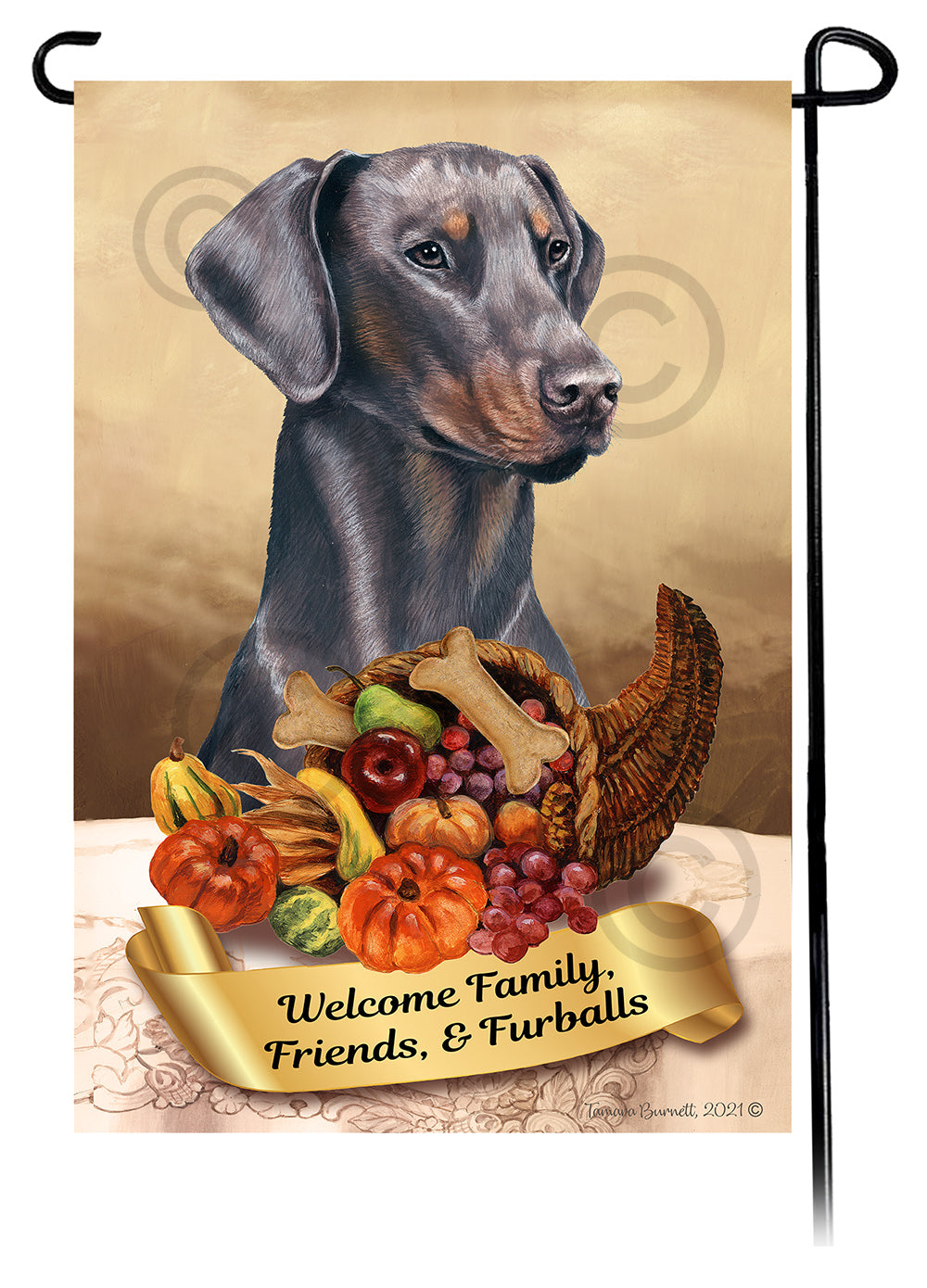 Doberman Pinscher Thanksgiving - Garden Flag