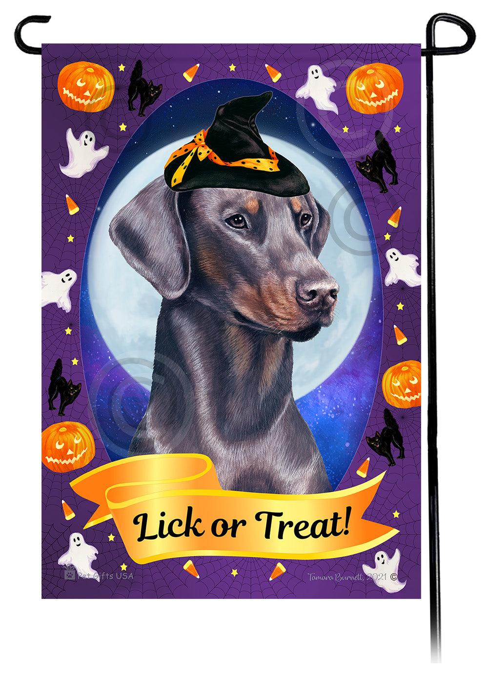 Doberman Pinscher Halloween Howls - Garden Flag
