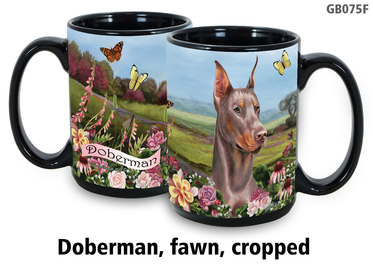 Doberman Cropped Fawn - Garden Party Fun Mug 15 oz