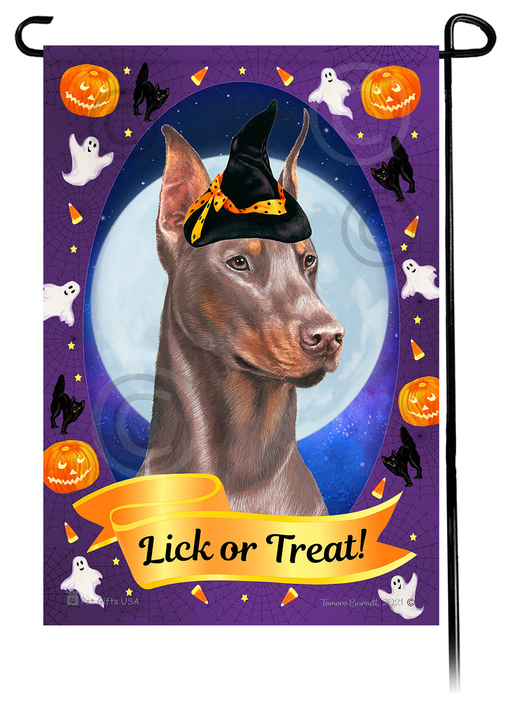 Doberman Pinscher Halloween Howls - Garden Flag