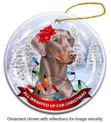 Doberman Uncropped Fawn Ornament