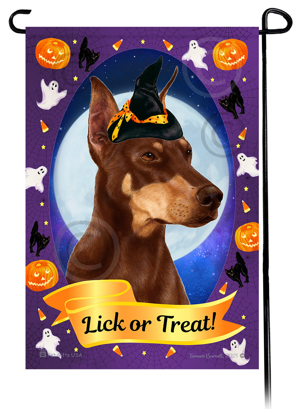 Doberman Pinscher Halloween Howls - Garden Flag
