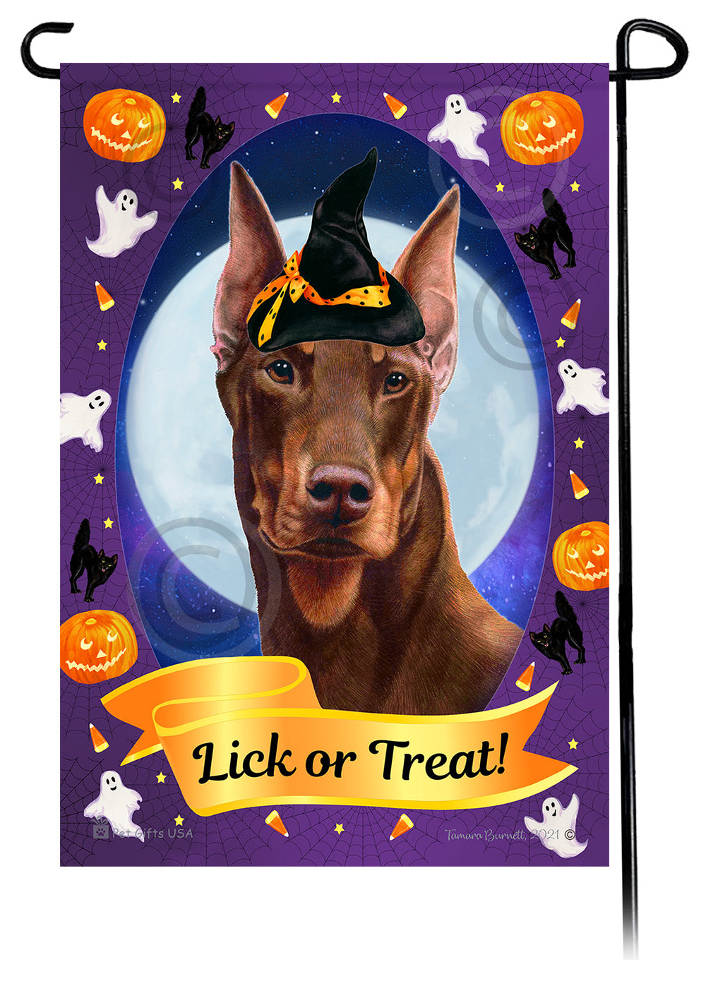 Doberman Pinscher Halloween Howls - Garden Flag