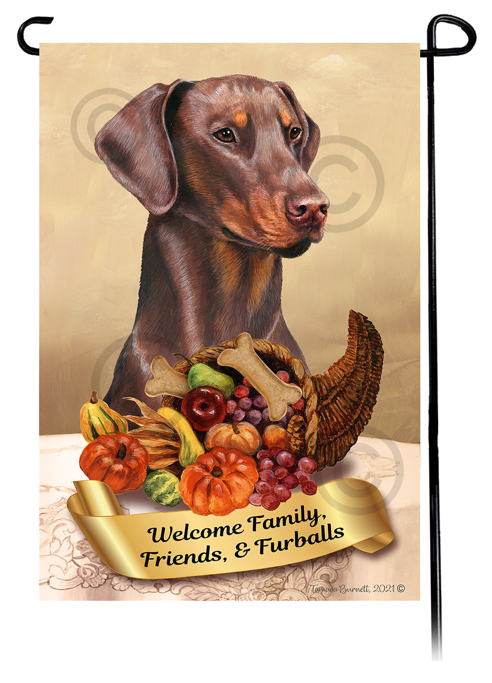 Doberman Pinscher Thanksgiving - Garden Flag