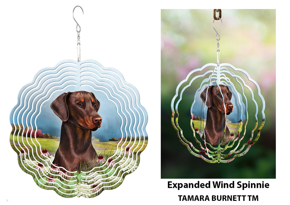 Doberman Red Uncropped Wind Spinner