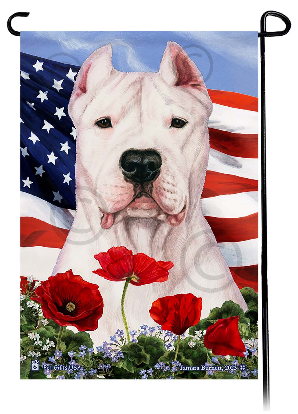 Dogo Argentino Patriotic Flowers Garden Flags