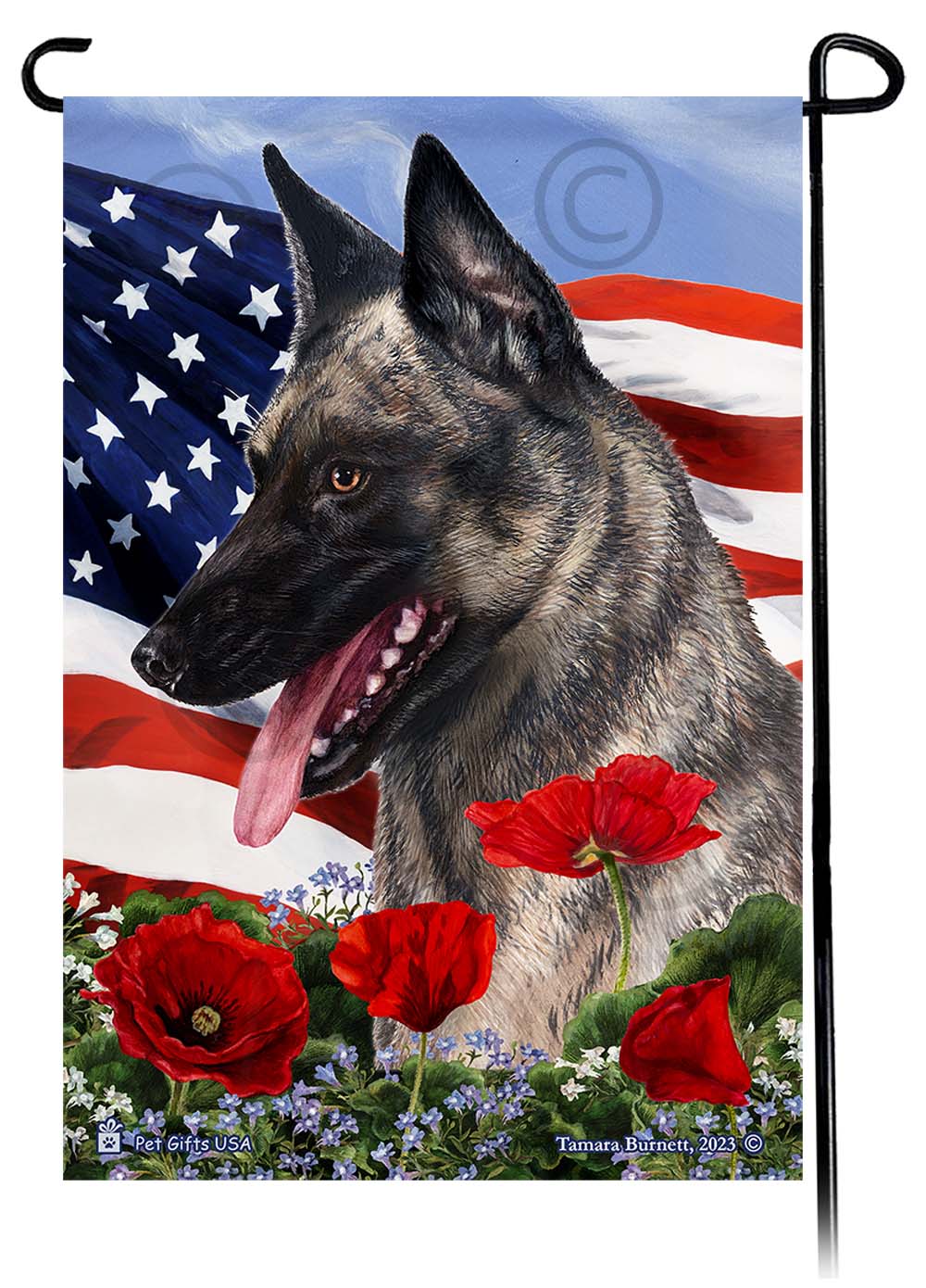 American Shepherd Patriotic Flowers - Garden Flag