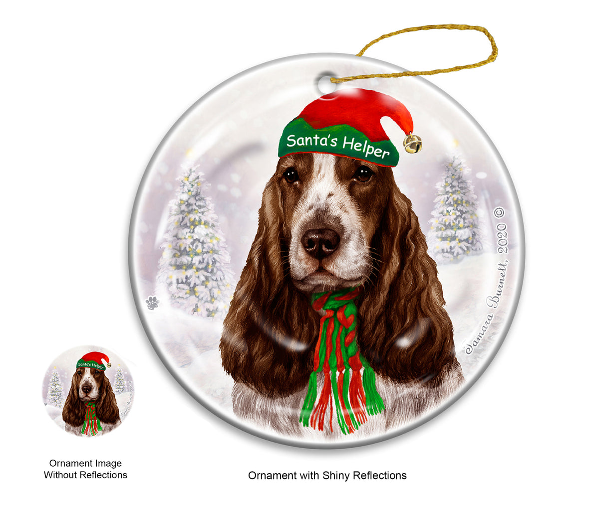 English Cocker Spaniel Liver and White Ornament