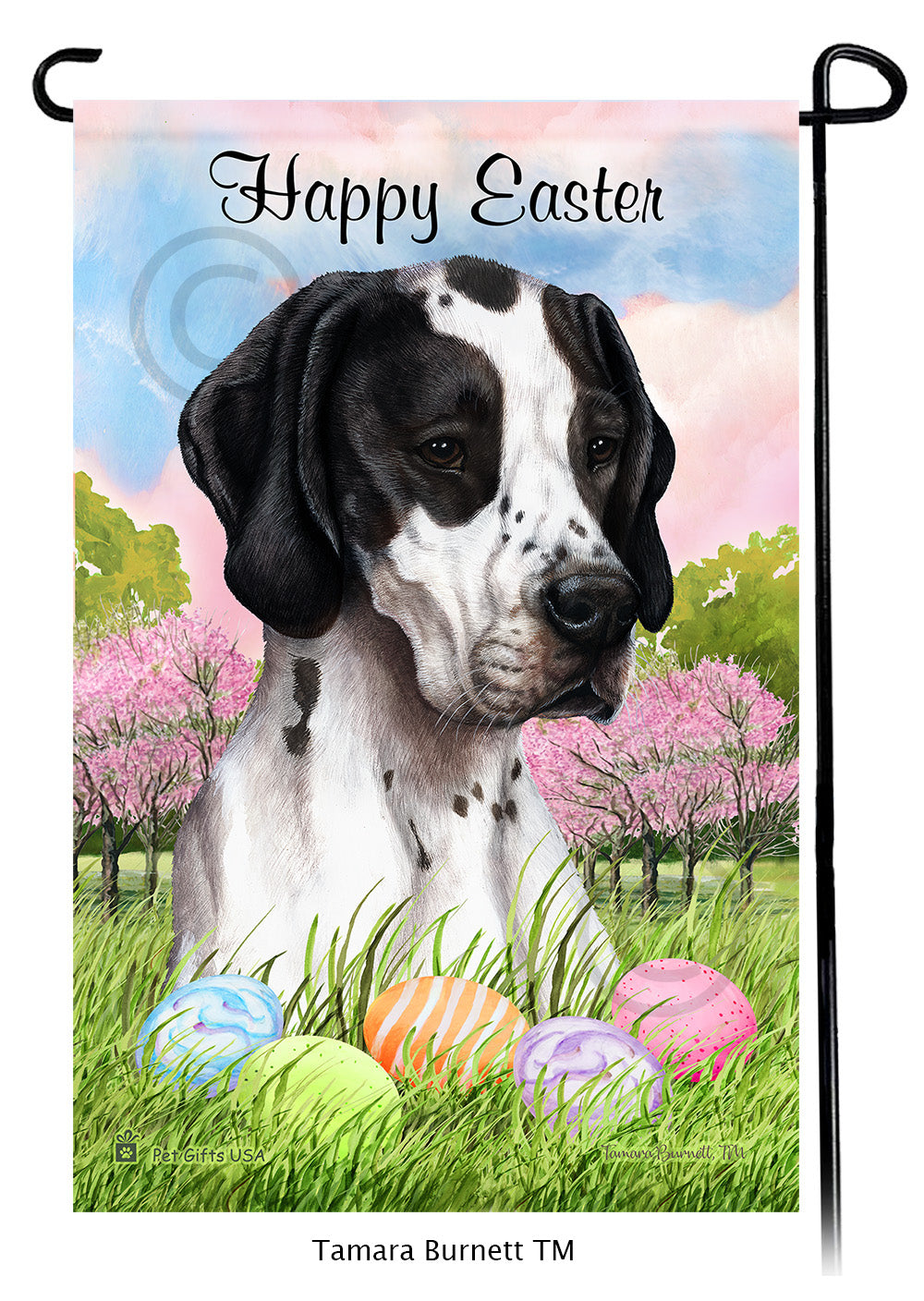 English Pointer Happy Easter Garden Flags