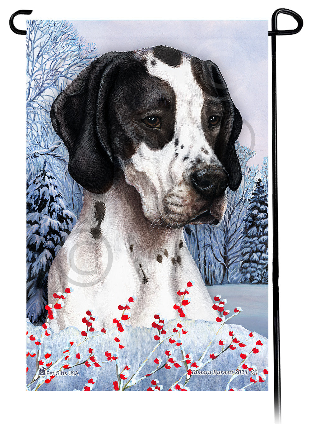 English Pointer Winterberries Garden Flags