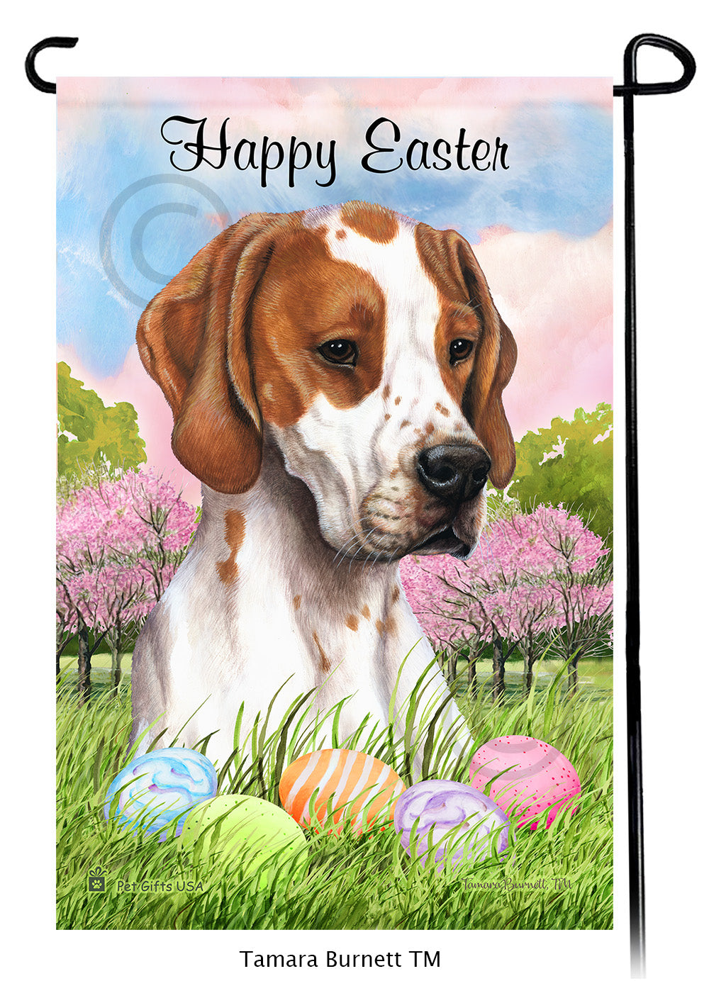 English Pointer Happy Easter - Garden Flag
