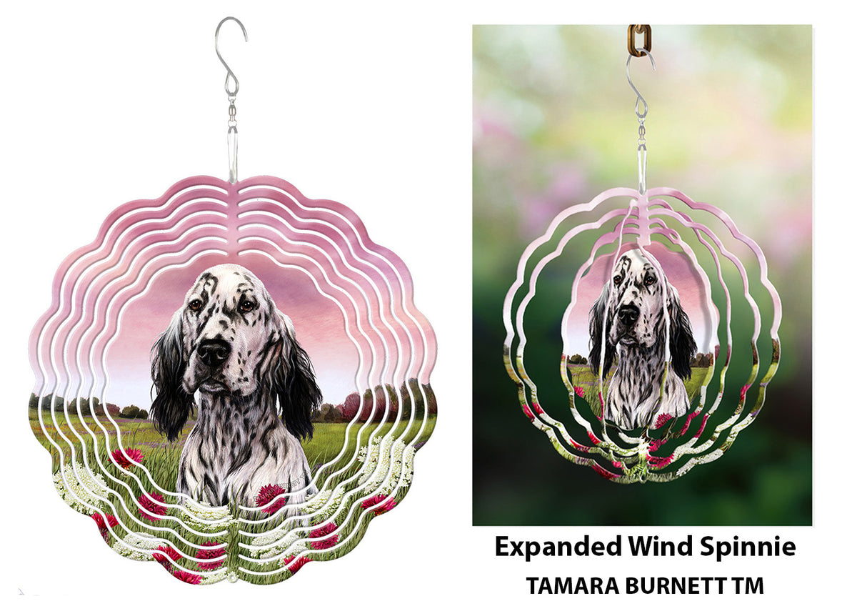 English Setter Black and White Wind Spinner