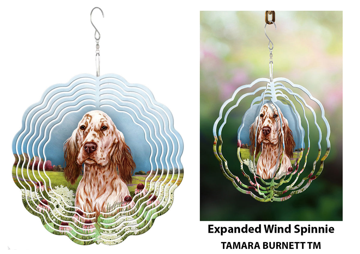 English Setter Orange Belton Wind Spinner