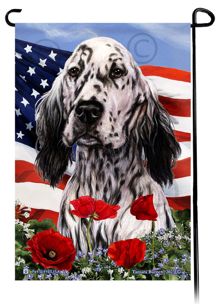 English Setter Patriotic Flowers Garden Flags