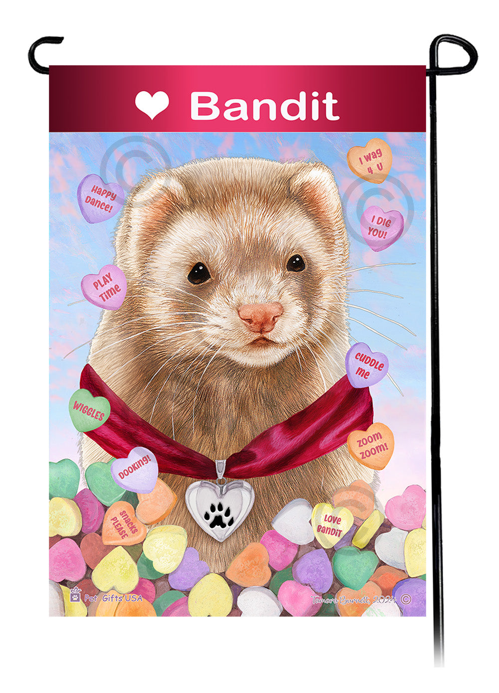Cinnamon Ferret Valentine Sweetheart Garden Flags