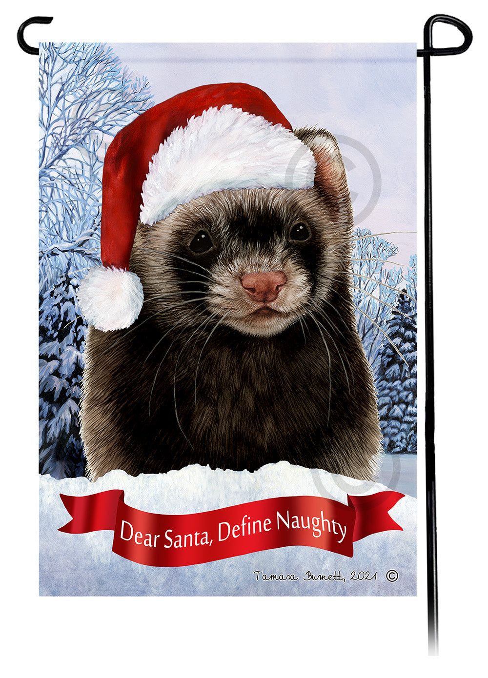 Black Sable Mitt Ferret Dear Santa Define Naughty Garden Flags