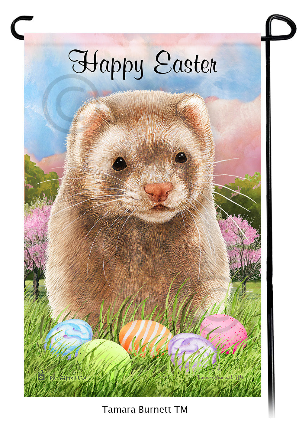 Cinnamon Ferret Happy Easter Garden Flags