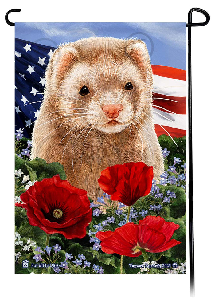 Cinnamon Ferret Patriotic Flowers Garden Flags