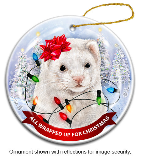 Ferret Dark Eyed White Ornament