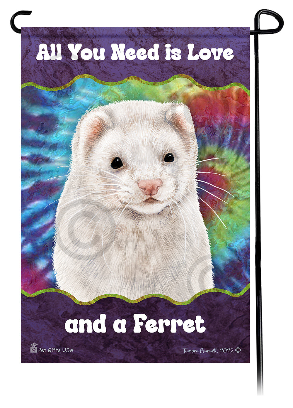 Dark Eyed White Ferret All You Need Is Love Garden Flags