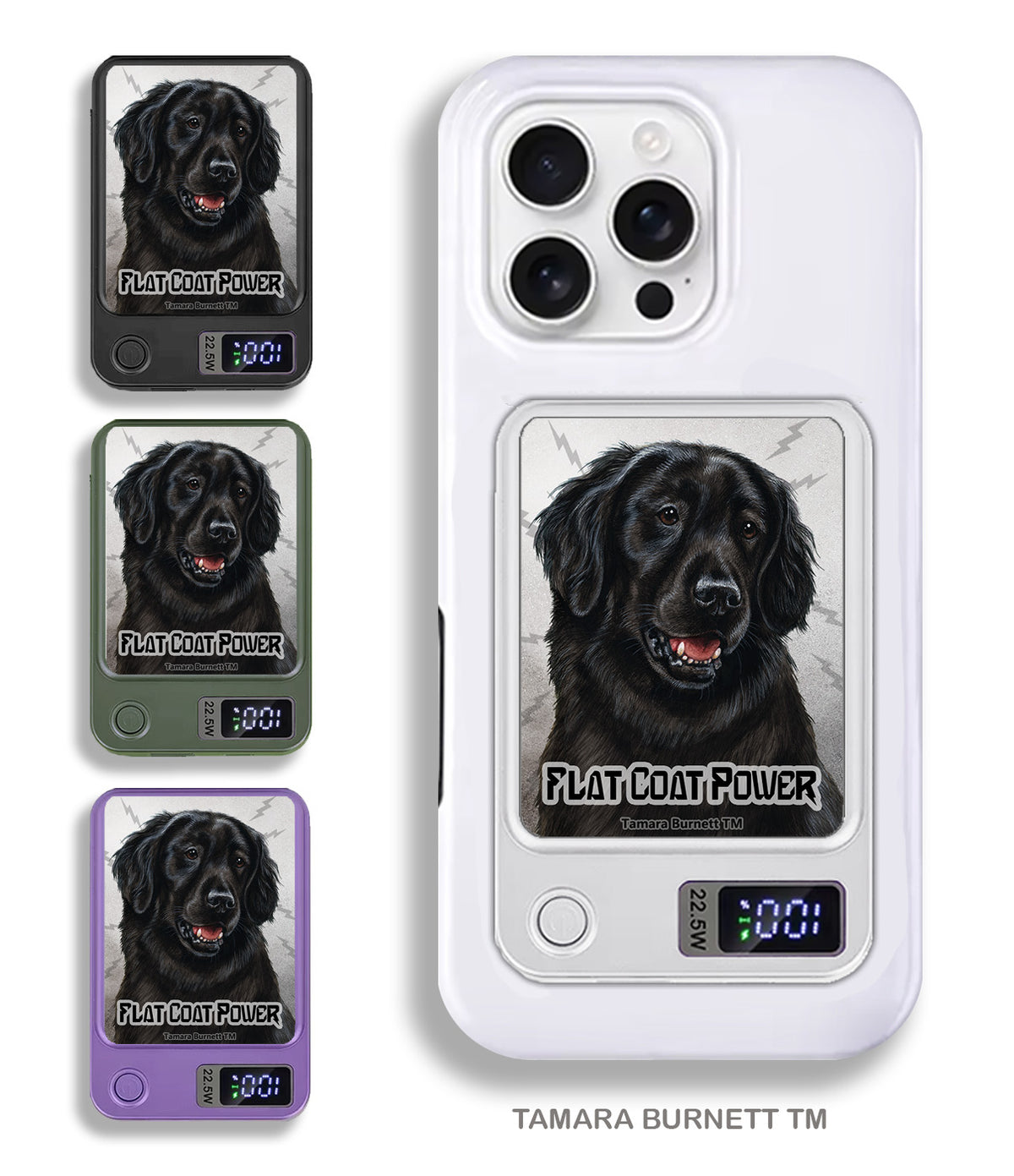 Flat Coated Retriever Black Phone Bank Wireless Charger
