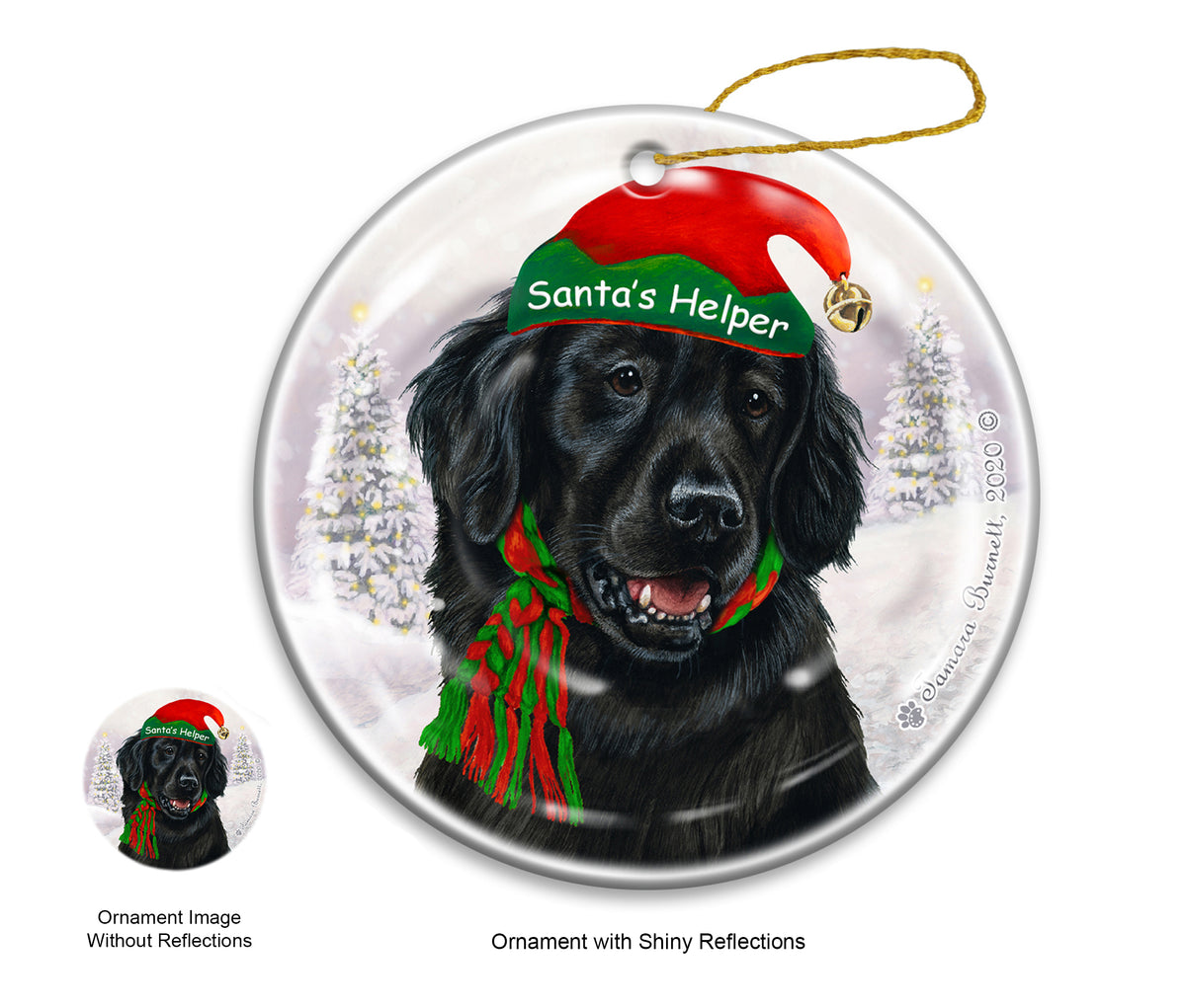 Flat Coated Retriever - Santa's Helper Ornament