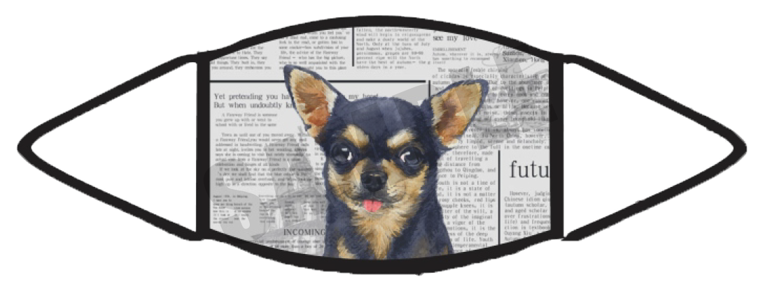 Chihuahua Black (Newspaper) Face Mask
