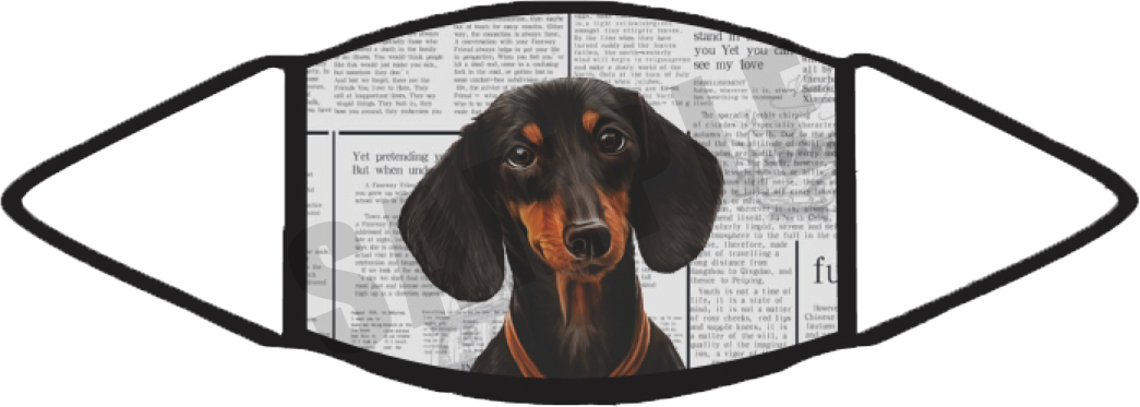 Dachshund Black (Newspaper) Face Mask