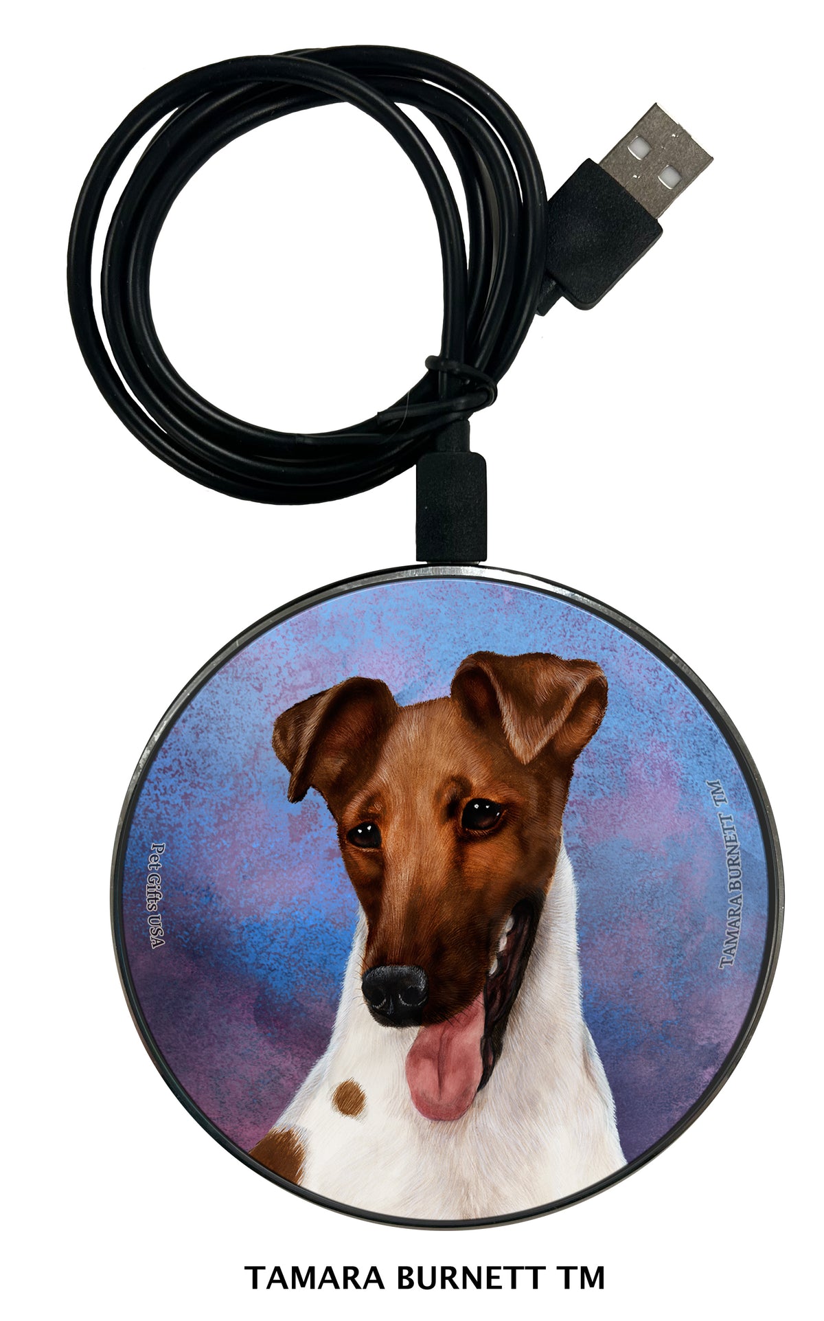 Fox Terrier Brown and White Zoomies Wireless Charger