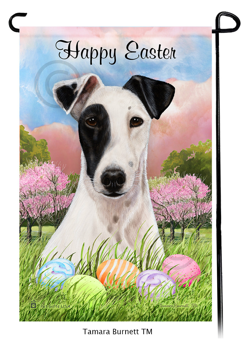 Fox Terrier Happy Easter Garden Flags