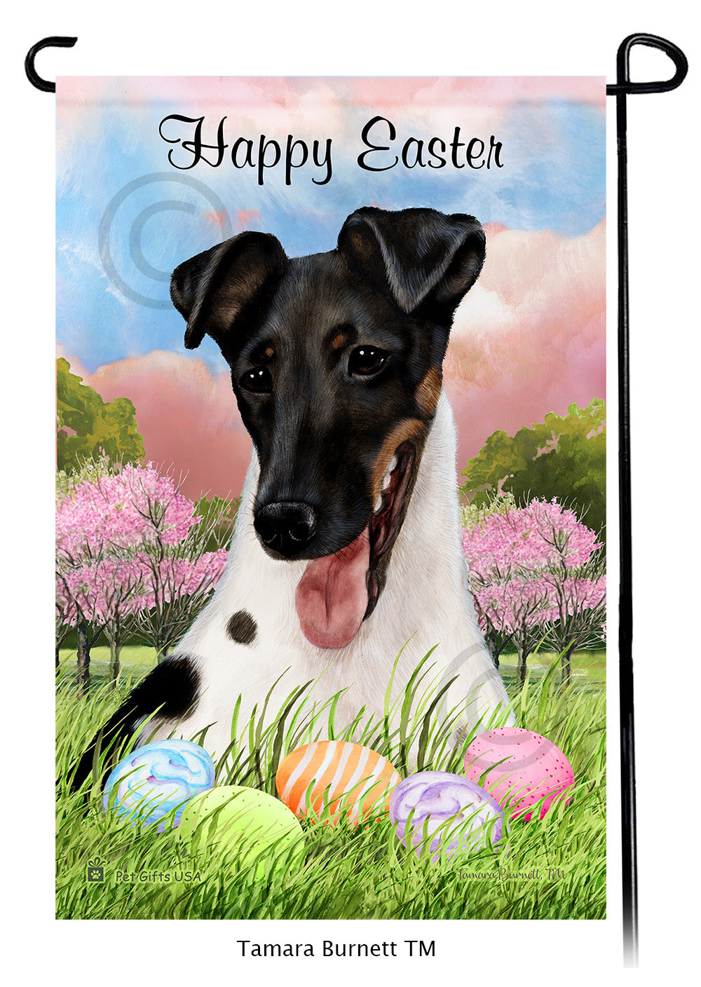 Fox Terrier Happy Easter - Garden Flag