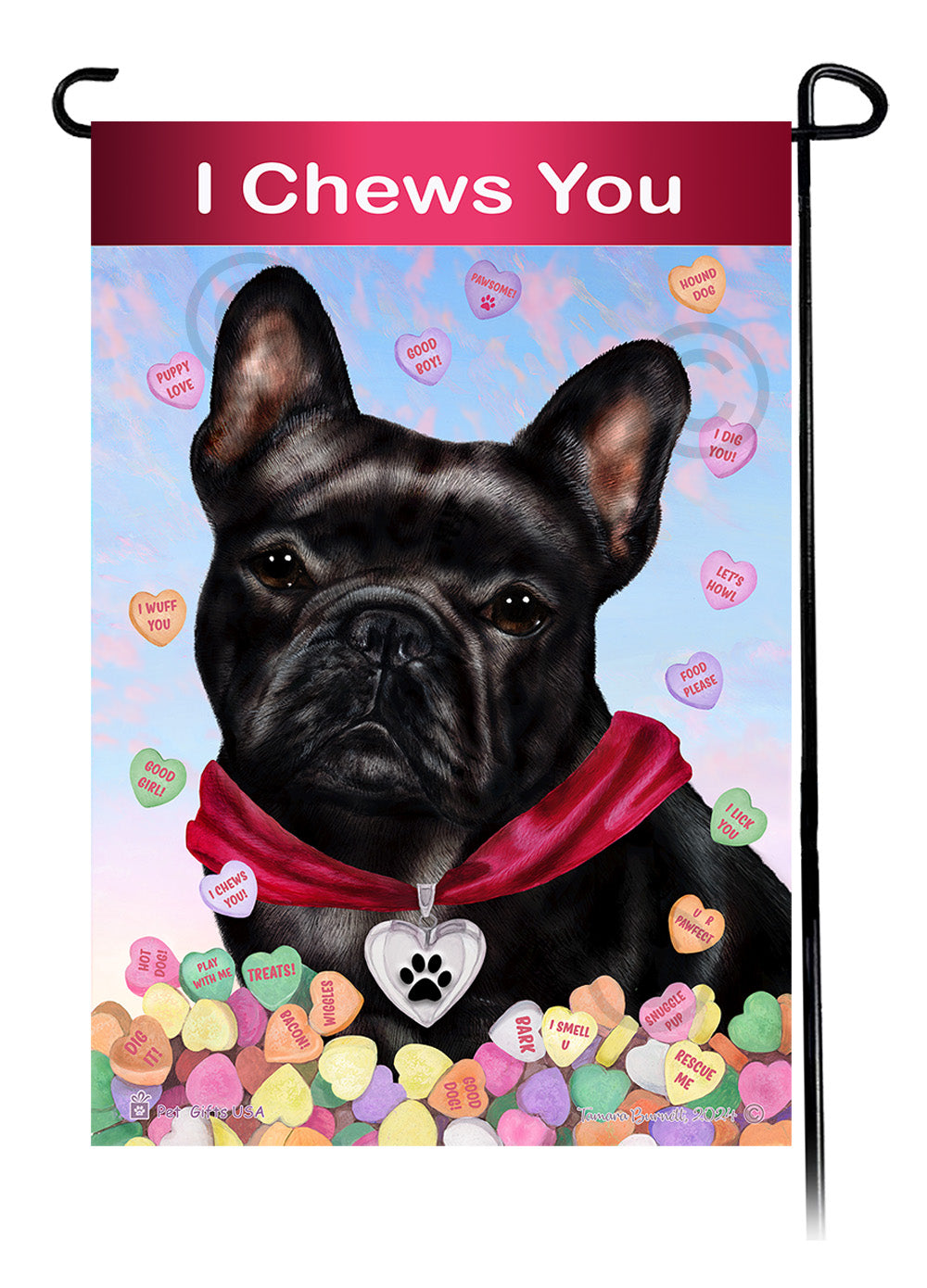 French Bulldog Valentine Sweetheart Garden Flags