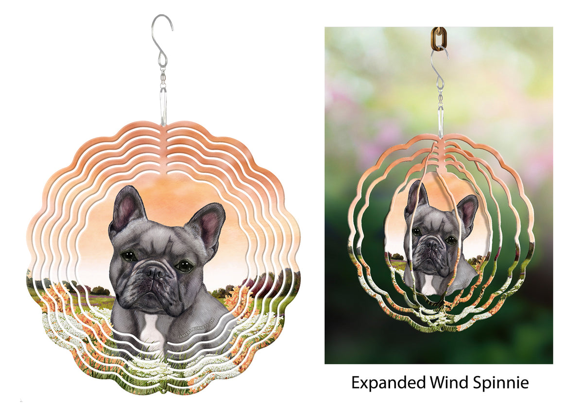French Bulldog Blue And White Wind Spinner