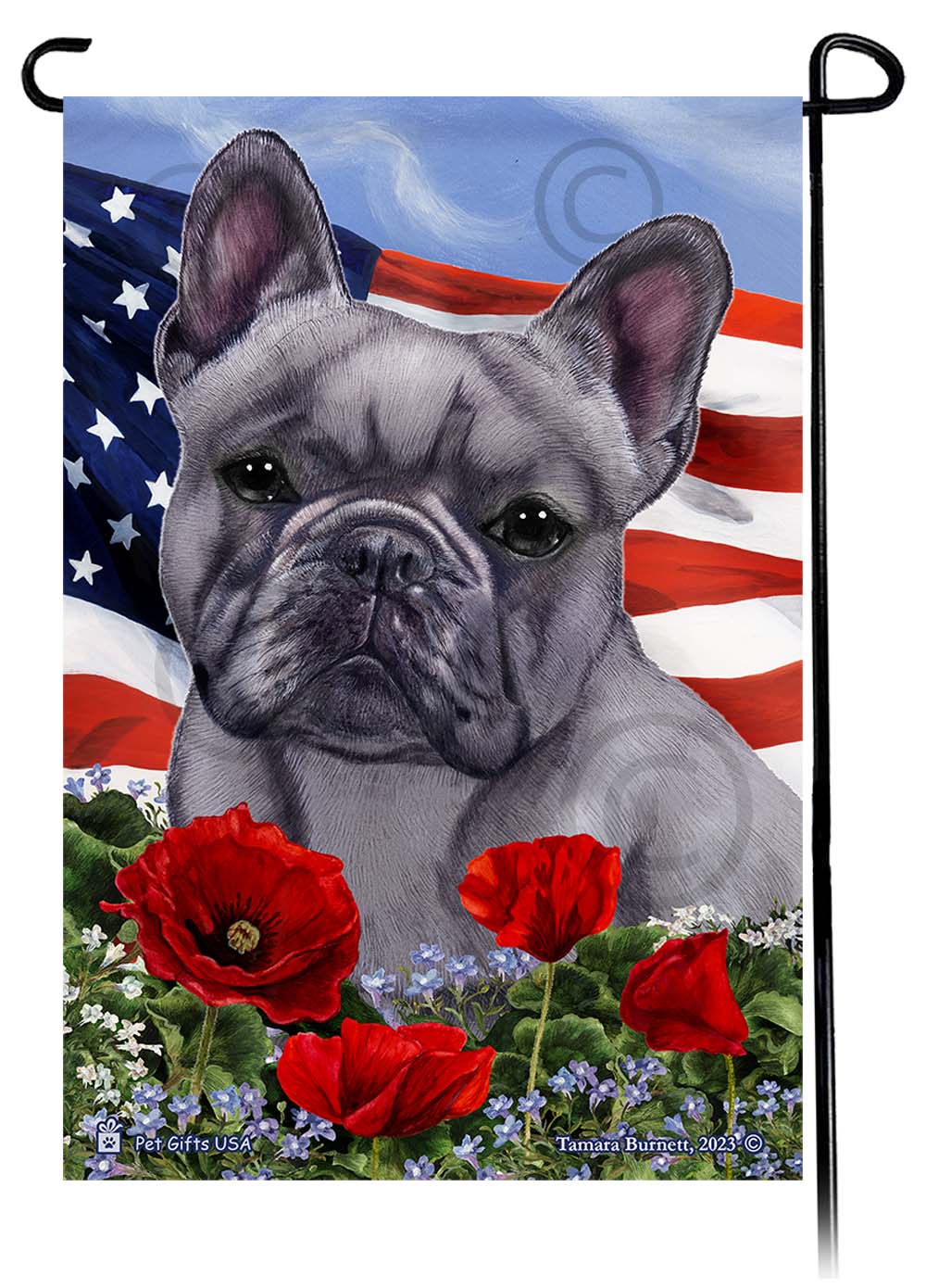 French Bulldog Patriotic Flowers - Garden Flag