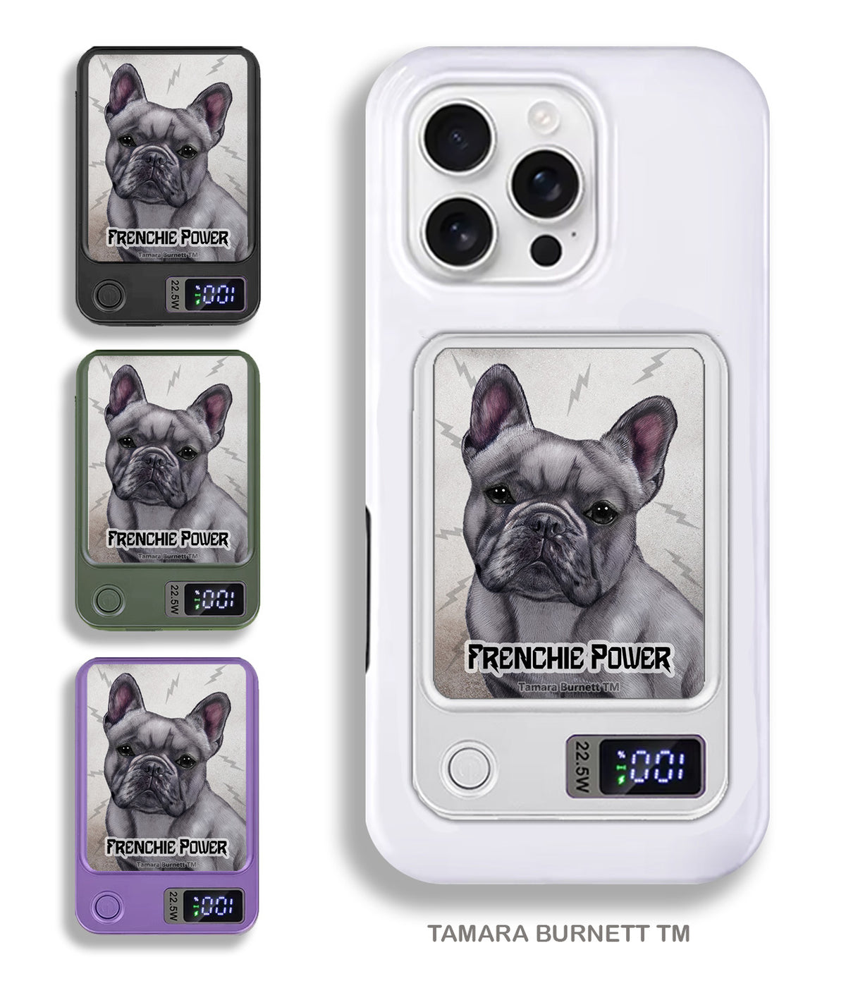French Bulldog Blue Phone Bank Wireless Charger