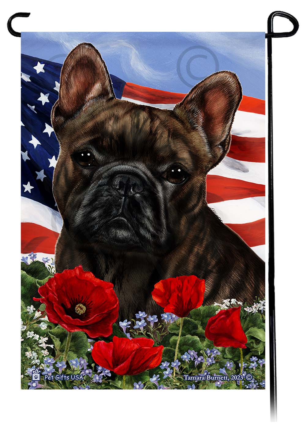 French Bulldog Patriotic Flowers - Garden Flag