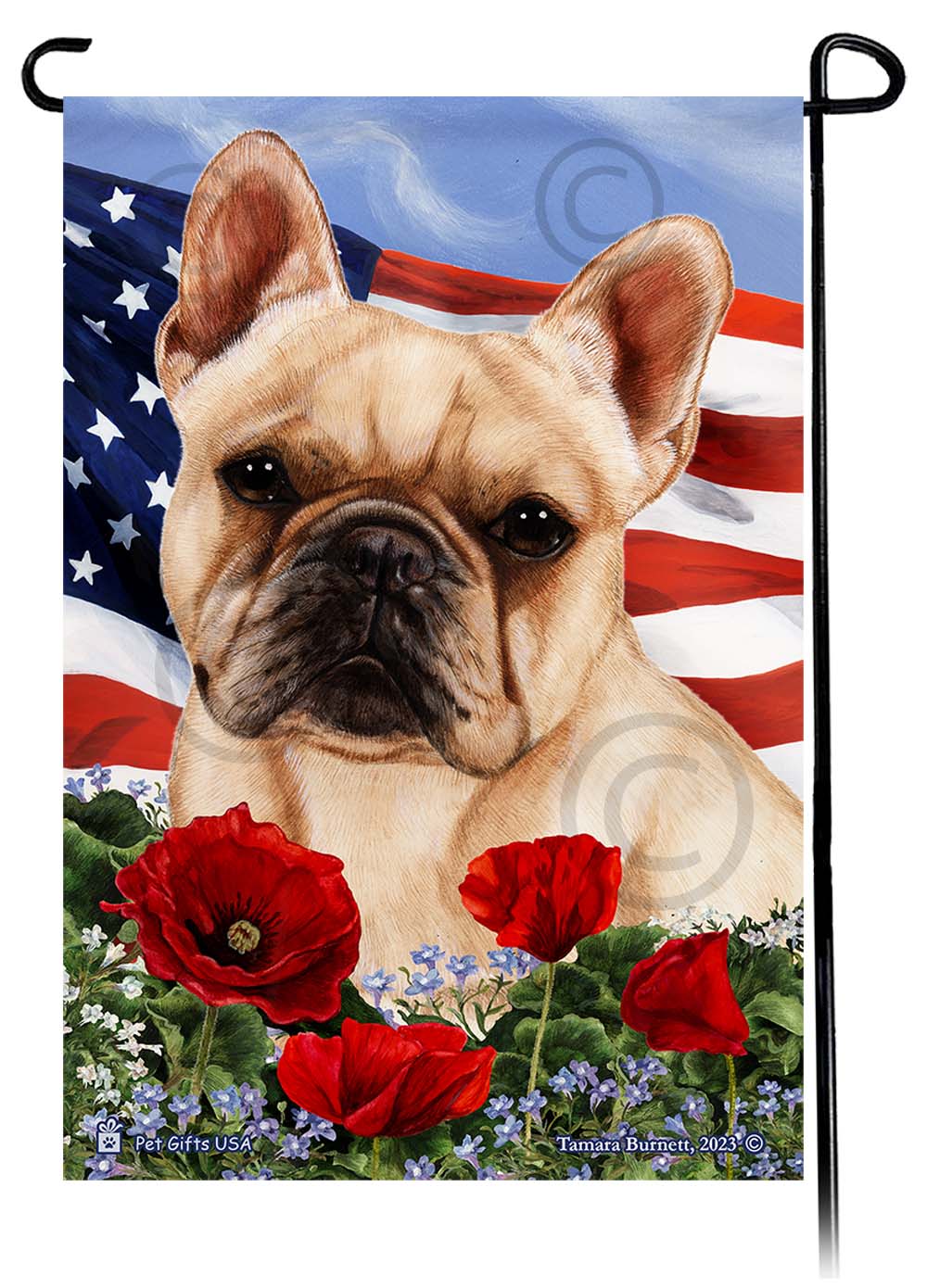 French Bulldog Patriotic Flowers - Garden Flag